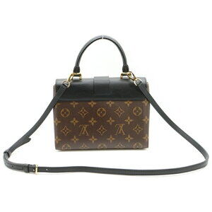 Louis Vuitton Black Locky Monogram Handbag Shoulder Brown Leather